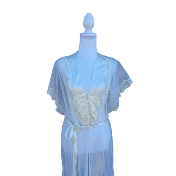 Vintage Women's Night Gown Sleepwear V-Neck Floral Lace Ivory Size Medium - Picture 9 of 16